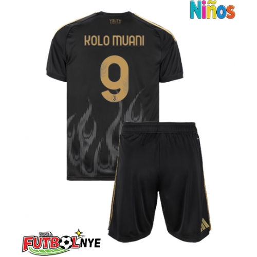 Camiseta Juventus Randal Kolo Muani #9 Tercera Equipación para niños 2026-27 manga corta (+ pantalones cortos)